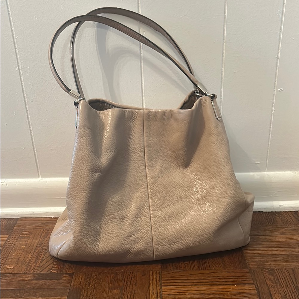 Coach Tan Madison Phoebe Pebbled Leather Shoulder Bag